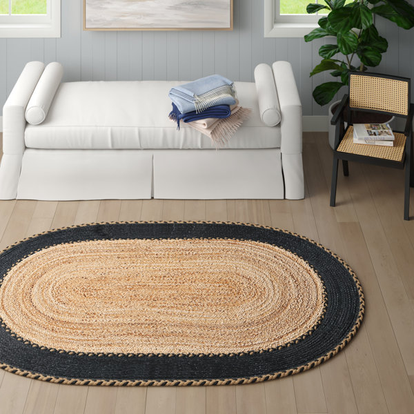 Sand & Stable Malvern Oval HandLoomed Jute/Cotton Area Rug in Brown/Black & Reviews Wayfair